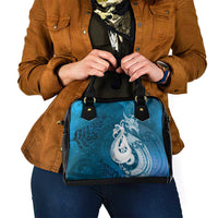New Zealand Matariki Shoulder Handbag Maori Manaia Galaxy Silver Fern Blue Color LT22 - Polynesian Pride