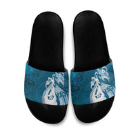 New Zealand Matariki Slide Sandals Maori Manaia Galaxy Silver Fern Blue Color