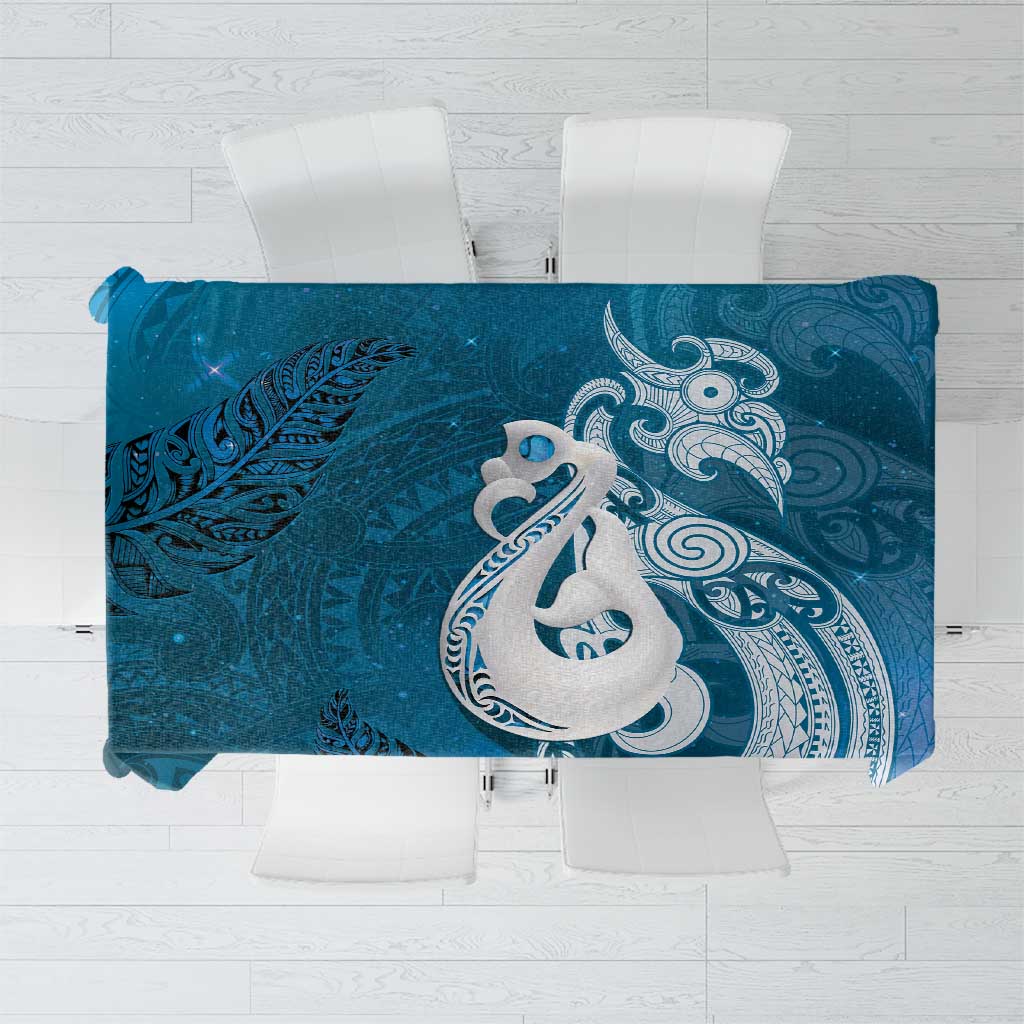 New Zealand Matariki Tablecloth Maori Manaia Galaxy Silver Fern Blue Color