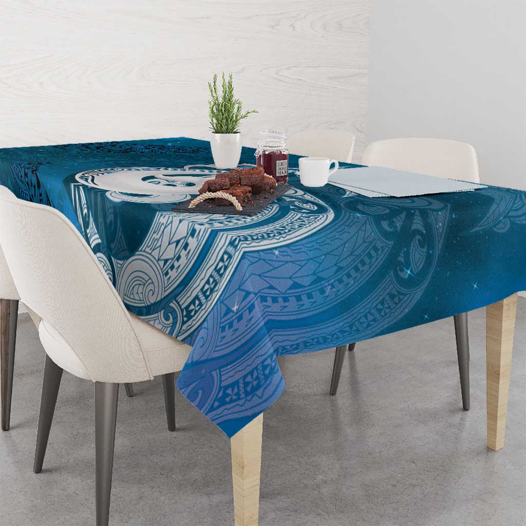 New Zealand Matariki Tablecloth Maori Manaia Galaxy Silver Fern Blue Color