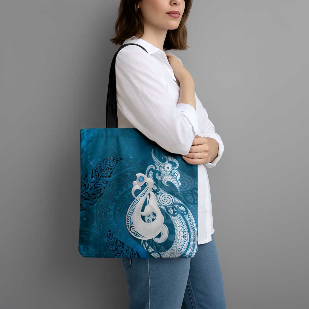 New Zealand Matariki Tote Bag Maori Manaia Galaxy Silver Fern Blue Color LT22 - Polynesian Pride