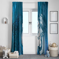 New Zealand Matariki Window Curtain Maori Manaia Galaxy Silver Fern Blue Color LT22 - Polynesian Pride