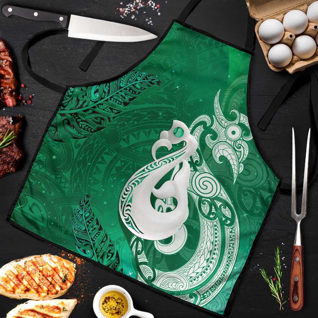 New Zealand Matariki Apron Maori Manaia Galaxy Silver Fern Green Color LT22 Green - Polynesian Pride