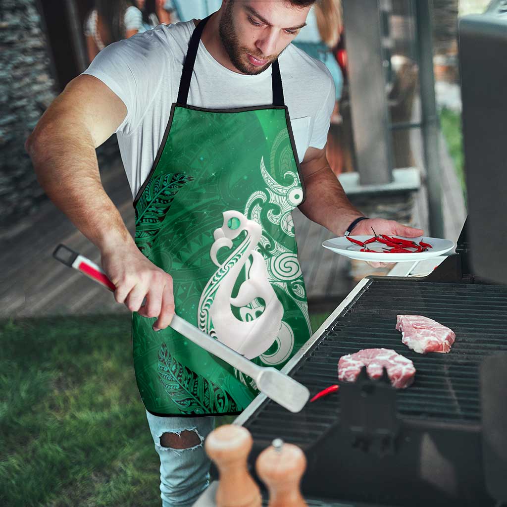 New Zealand Matariki Apron Maori Manaia Galaxy Silver Fern Green Color LT22 - Polynesian Pride
