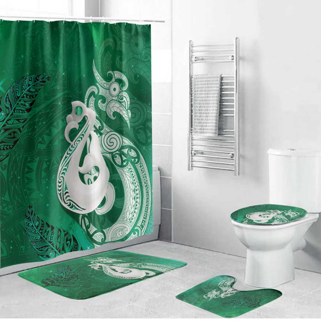 New Zealand Matariki Bathroom Set Maori Manaia Galaxy Silver Fern Green Color LT22 Bathroom Set (4 pcs) Green - Polynesian Pride