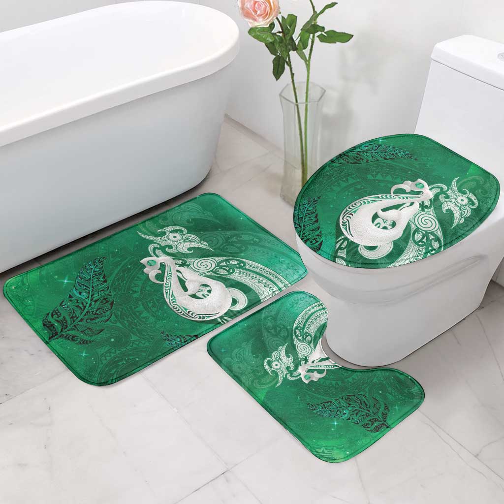 New Zealand Matariki Bathroom Set Maori Manaia Galaxy Silver Fern Green Color LT22 - Polynesian Pride