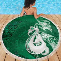 New Zealand Matariki Beach Blanket Maori Manaia Galaxy Silver Fern Green Color LT22 - Polynesian Pride
