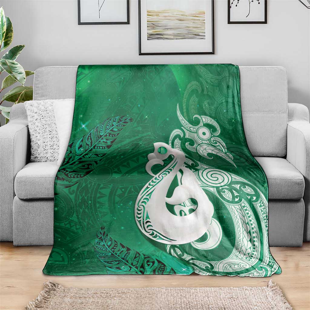 New Zealand Matariki Blanket Maori Manaia Galaxy Silver Fern Green Color LT22 - Polynesian Pride