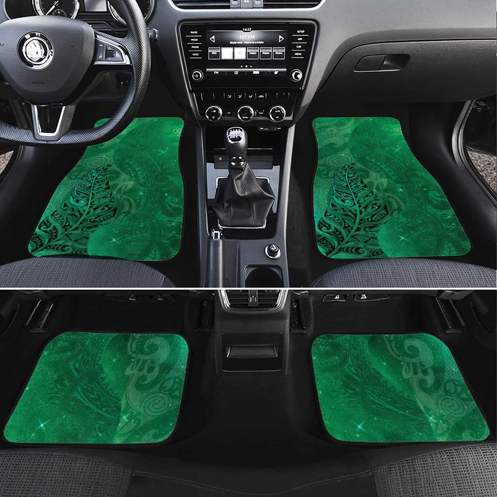 New Zealand Matariki Car Mats Maori Manaia Galaxy Silver Fern Green Color LT22 Set 4pcs Green - Polynesian Pride