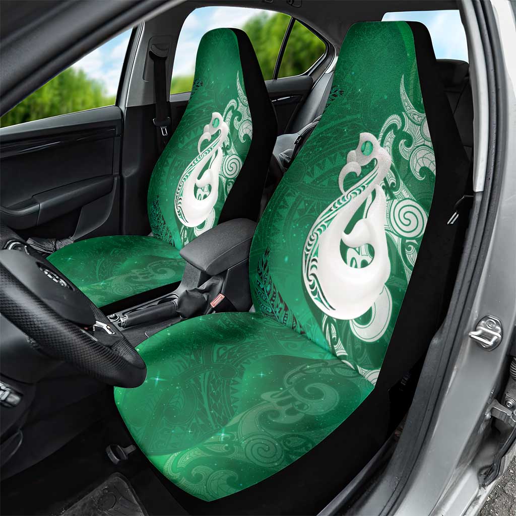 New Zealand Matariki Car Seat Cover Maori Manaia Galaxy Silver Fern Green Color