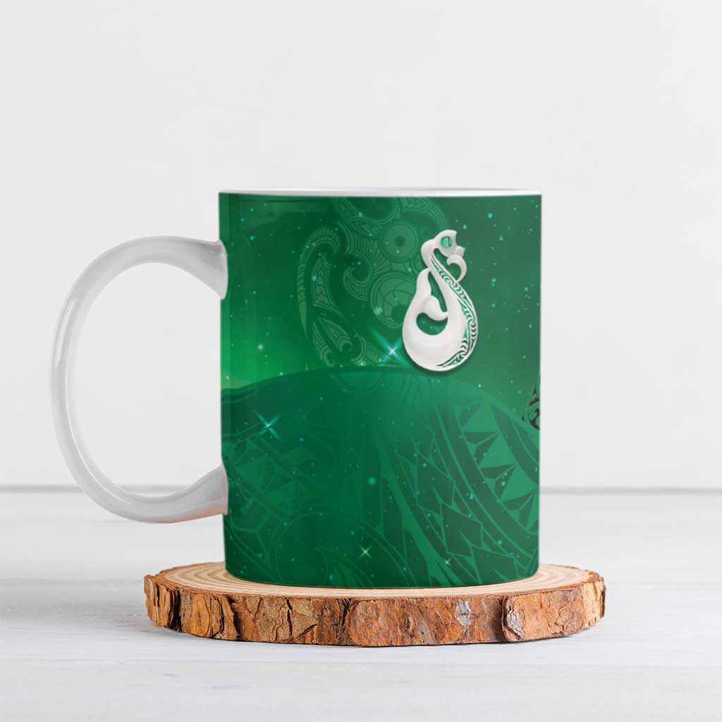 New Zealand Matariki Ceramic Mug Maori Manaia Galaxy Silver Fern Green Color LT22 Green - Polynesian Pride