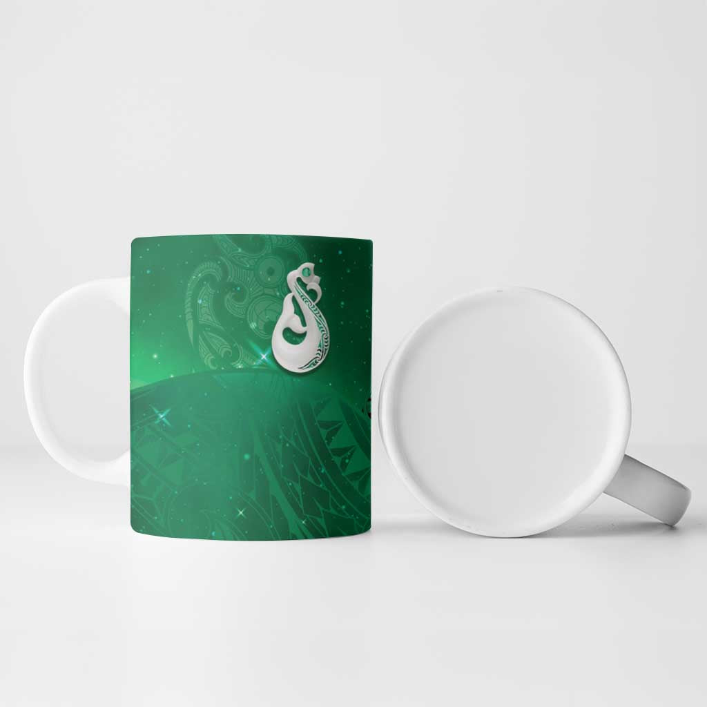 New Zealand Matariki Ceramic Mug Maori Manaia Galaxy Silver Fern Green Color LT22 - Polynesian Pride
