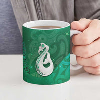 New Zealand Matariki Ceramic Mug Maori Manaia Galaxy Silver Fern Green Color LT22 - Polynesian Pride