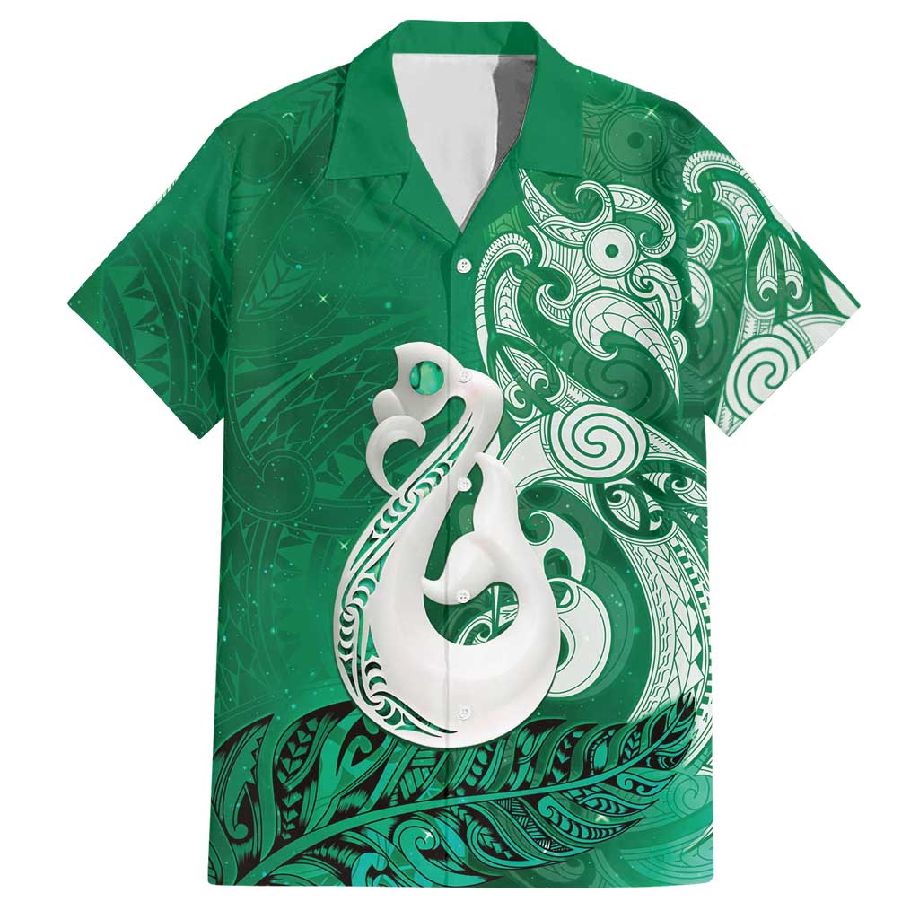 New Zealand Matariki Hawaiian Shirt Maori Manaia Galaxy Silver Fern Green Color LT22 Green - Polynesian Pride