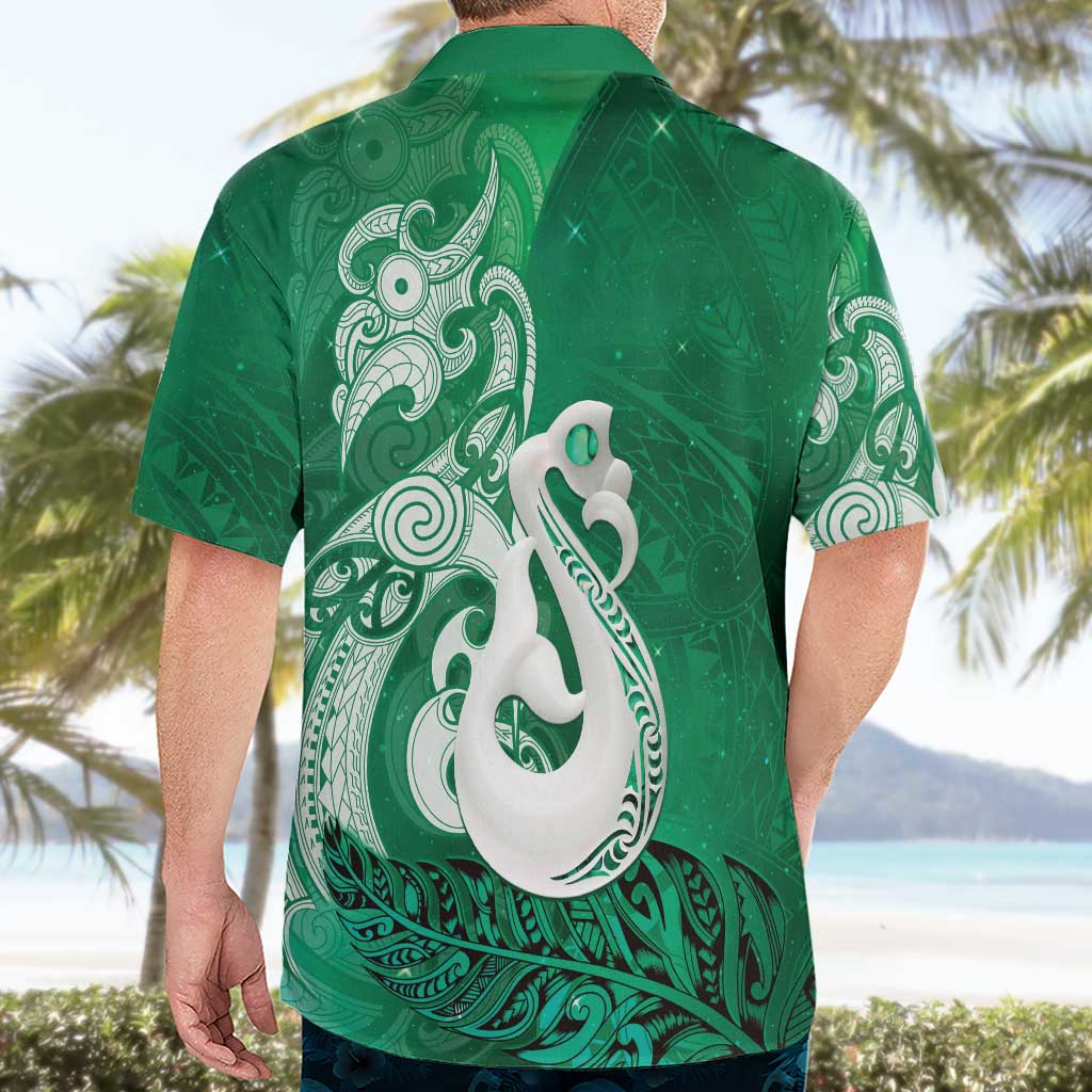 New Zealand Matariki Hawaiian Shirt Maori Manaia Galaxy Silver Fern Green Color