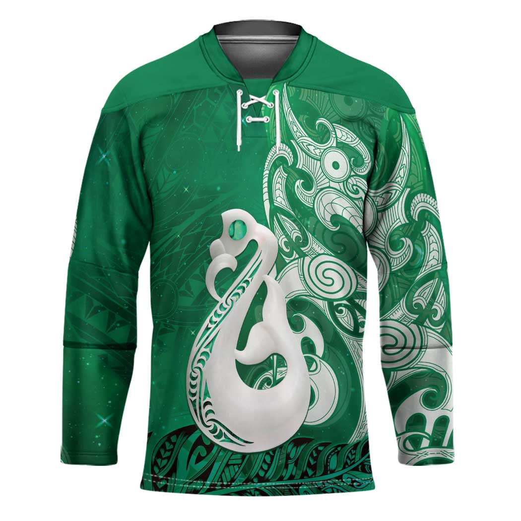 New Zealand Matariki Hockey Jersey Maori Manaia Galaxy Silver Fern Green Color LT22 Unisex Green - Polynesian Pride