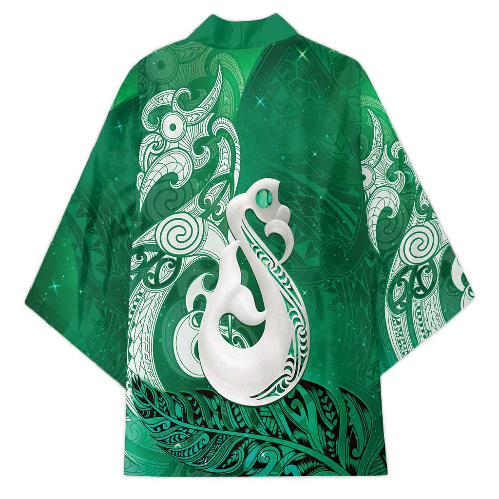 New Zealand Matariki Kimono Maori Manaia Galaxy Silver Fern Green Color LT22 - Polynesian Pride