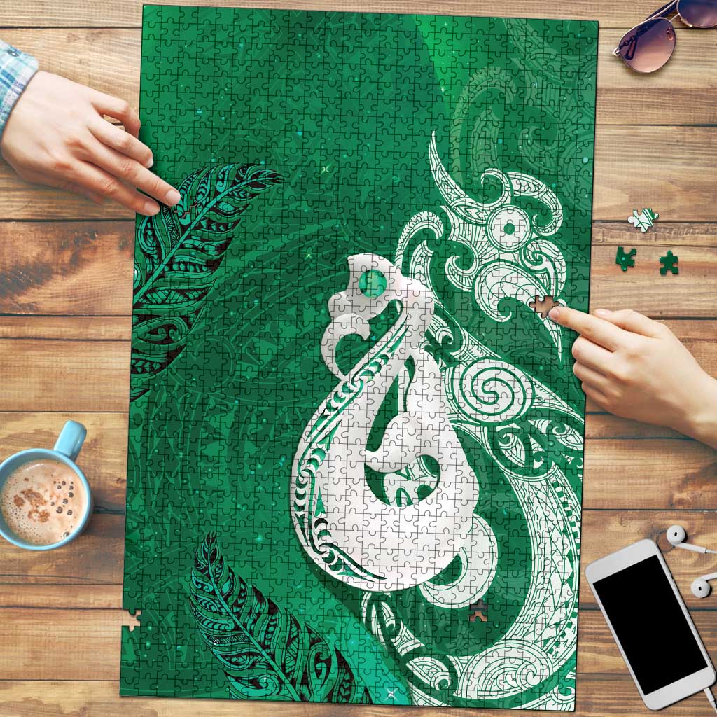 New Zealand Matariki Puzzle Maori Manaia Galaxy Silver Fern Green Color LT22 Green - Polynesian Pride