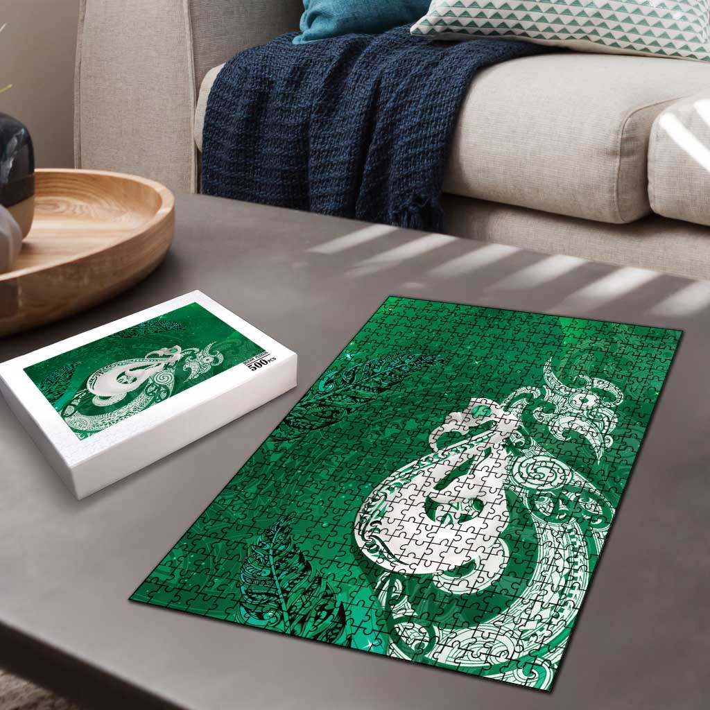 New Zealand Matariki Puzzle Maori Manaia Galaxy Silver Fern Green Color LT22 - Polynesian Pride