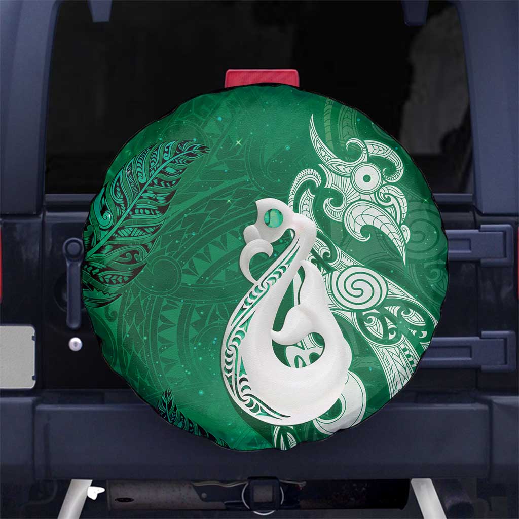 New Zealand Matariki Spare Tire Cover Maori Manaia Galaxy Silver Fern Green Color