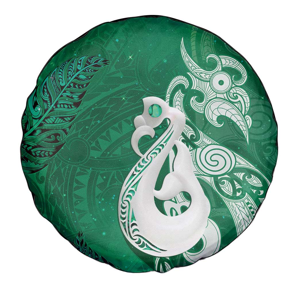 New Zealand Matariki Spare Tire Cover Maori Manaia Galaxy Silver Fern Green Color