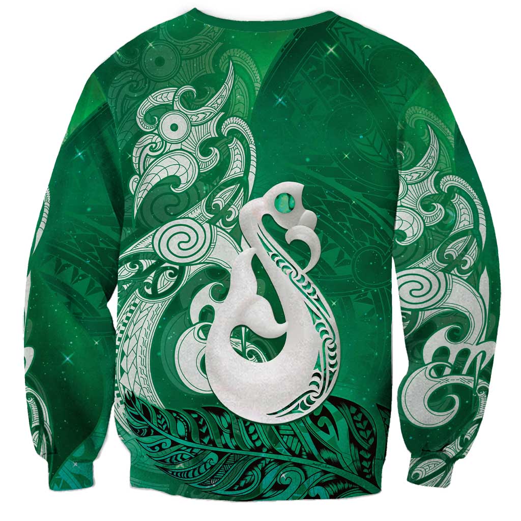 New Zealand Matariki Sweatshirt Maori Manaia Galaxy Silver Fern Green Color LT22 - Polynesian Pride