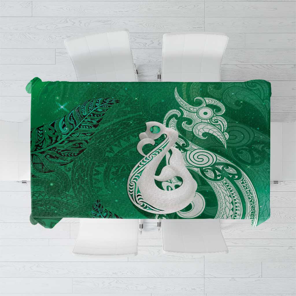 New Zealand Matariki Tablecloth Maori Manaia Galaxy Silver Fern Green Color LT22 Green - Polynesian Pride