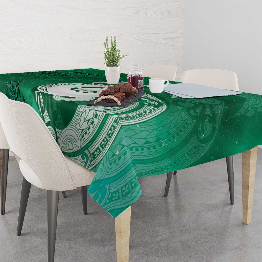 New Zealand Matariki Tablecloth Maori Manaia Galaxy Silver Fern Green Color LT22 - Polynesian Pride