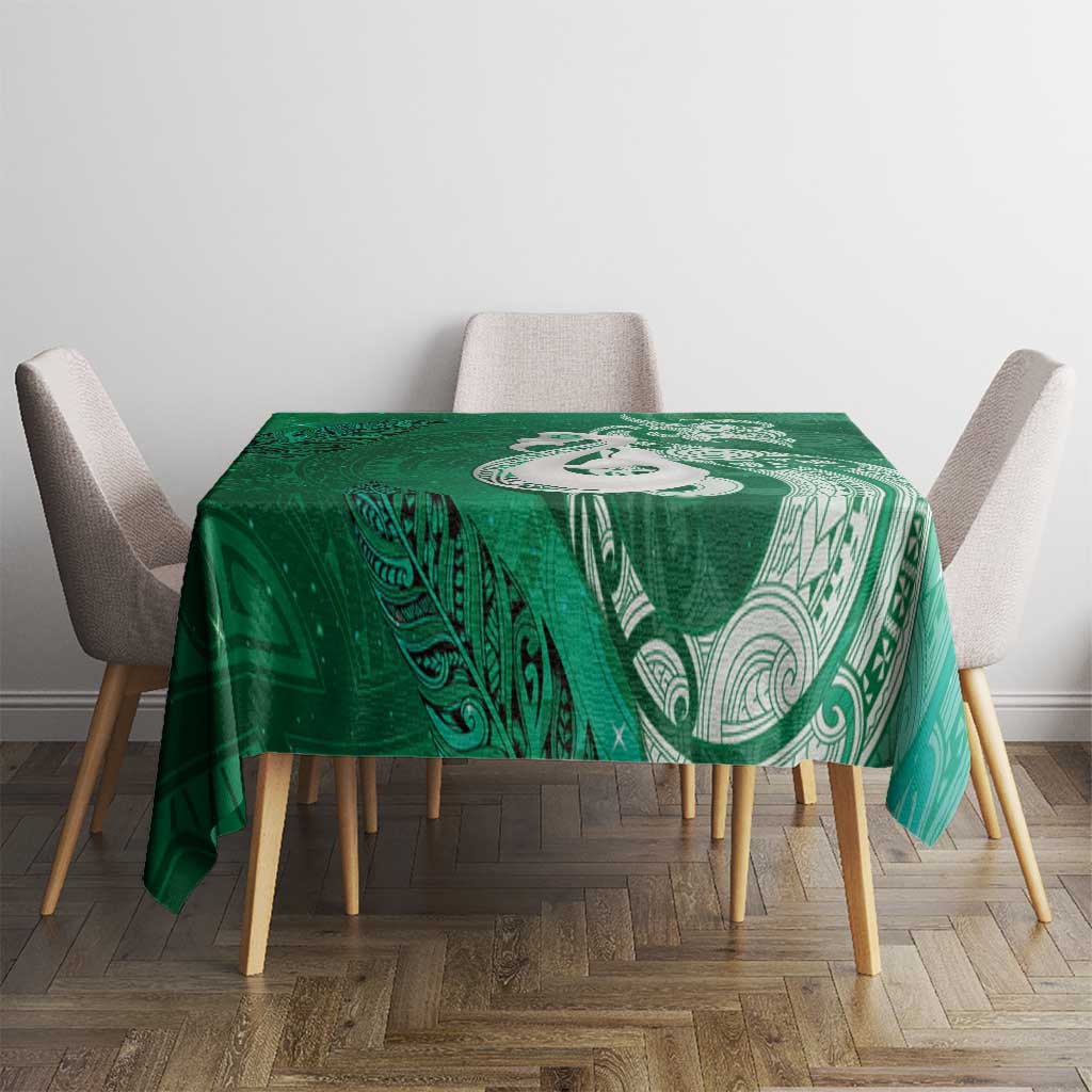 New Zealand Matariki Tablecloth Maori Manaia Galaxy Silver Fern Green Color LT22 - Polynesian Pride