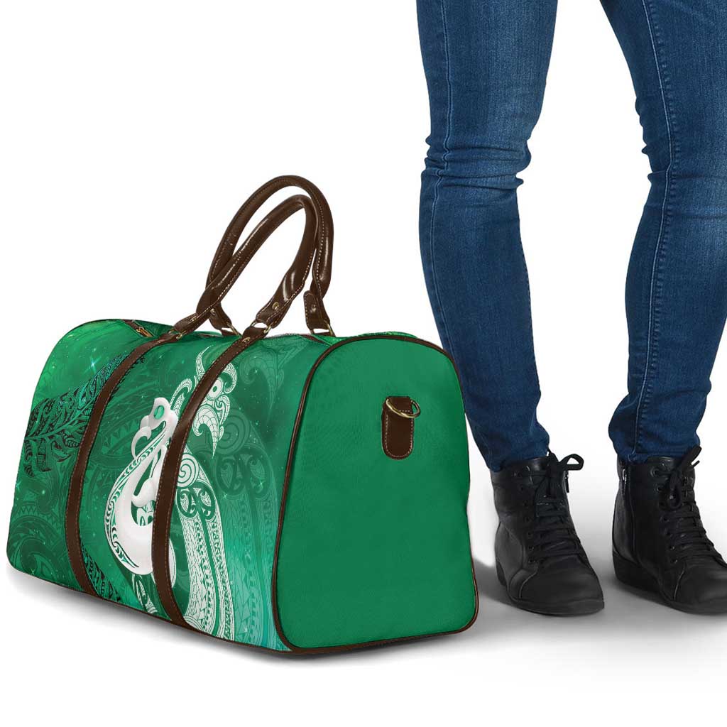 New Zealand Matariki Travel Bag Maori Manaia Galaxy Silver Fern Green Color
