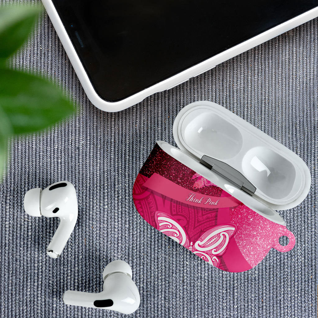 New Zealand Breast Cancer Awareness AirPods Case Pink Ribbon Butterfly Maori Pattern LT22 - Polynesian Pride