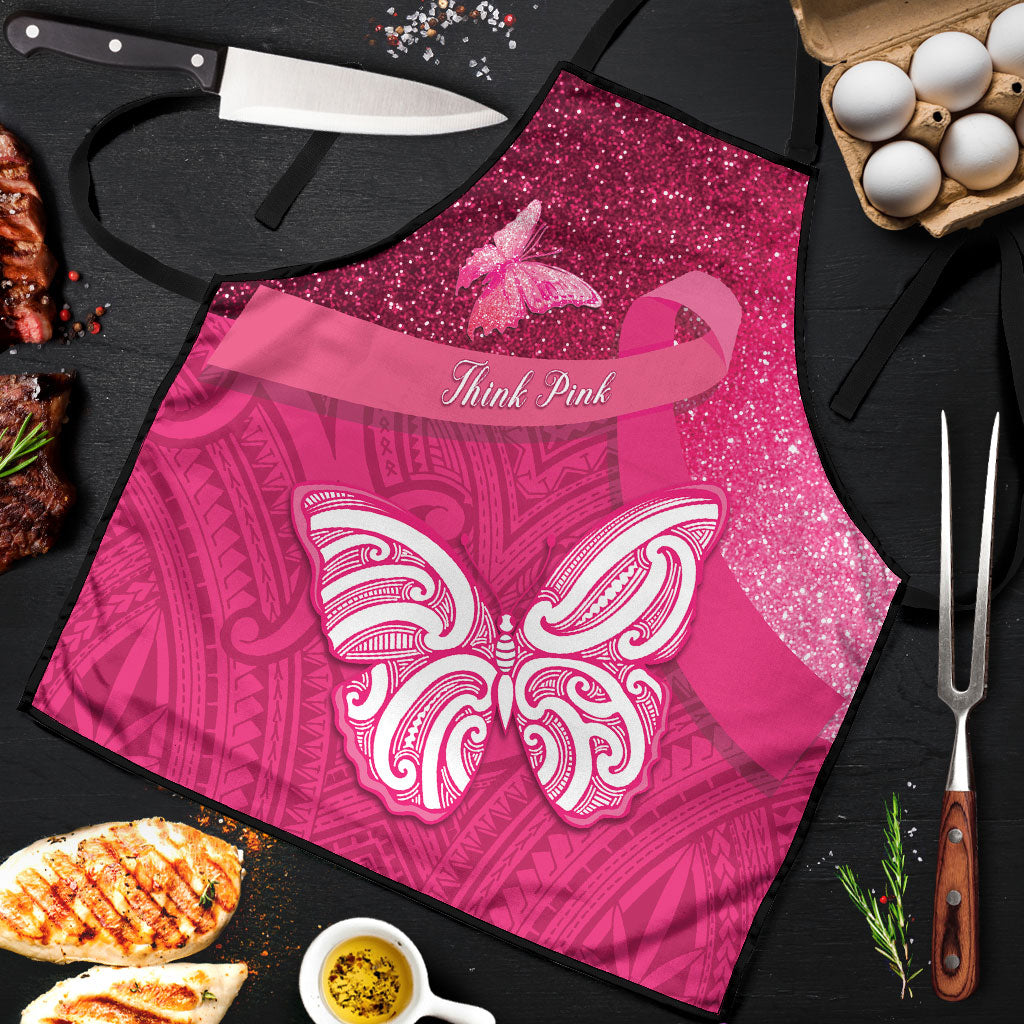 New Zealand Breast Cancer Awareness Apron Pink Ribbon Butterfly Maori Pattern LT22 Pink - Polynesian Pride