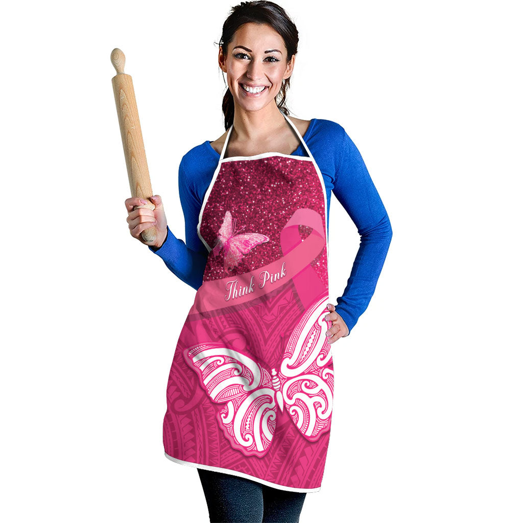 New Zealand Breast Cancer Awareness Apron Pink Ribbon Butterfly Maori Pattern LT22 - Polynesian Pride