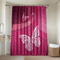 New Zealand Breast Cancer Awareness Bathroom Set Pink Ribbon Butterfly Maori Pattern LT22 Shower Curtain Only Pink - Polynesian Pride
