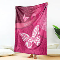 New Zealand Breast Cancer Awareness Blanket Pink Ribbon Butterfly Maori Pattern LT22 - Polynesian Pride