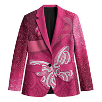 New Zealand Breast Cancer Awareness Blazer Pink Ribbon Butterfly Maori Pattern LT22 Unisex Pink - Polynesian Pride