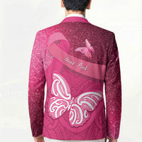 New Zealand Breast Cancer Awareness Blazer Pink Ribbon Butterfly Maori Pattern LT22 - Polynesian Pride