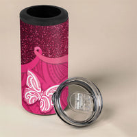 New Zealand Breast Cancer Awareness 4 in 1 Can Cooler Tumbler Pink Ribbon Butterfly Maori Pattern