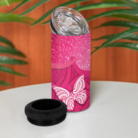 New Zealand Breast Cancer Awareness 4 in 1 Can Cooler Tumbler Pink Ribbon Butterfly Maori Pattern