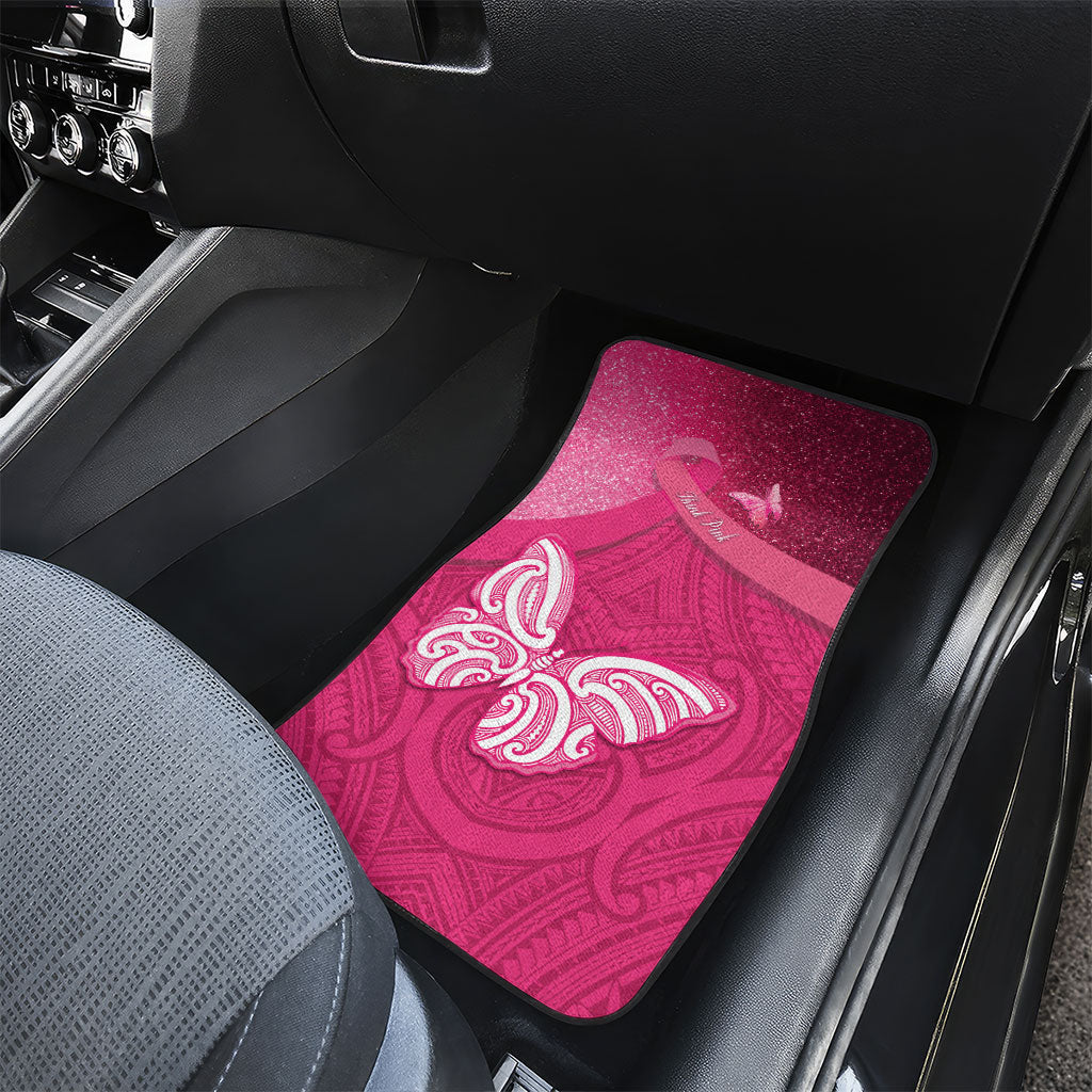 New Zealand Breast Cancer Awareness Car Mats Pink Ribbon Butterfly Maori Pattern LT22 - Polynesian Pride
