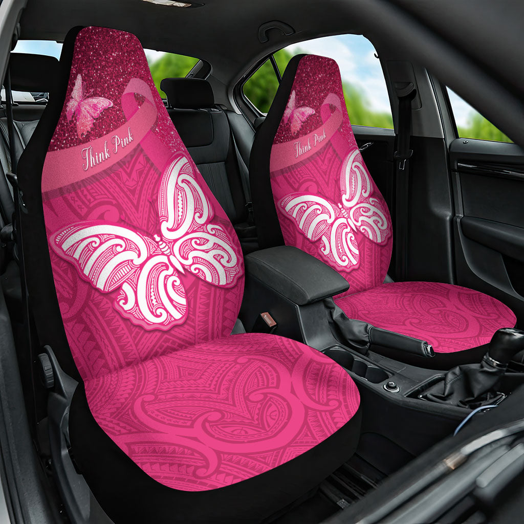 New Zealand Breast Cancer Awareness Car Seat Cover Pink Ribbon Butterfly Maori Pattern LT22 One Size Pink - Polynesian Pride