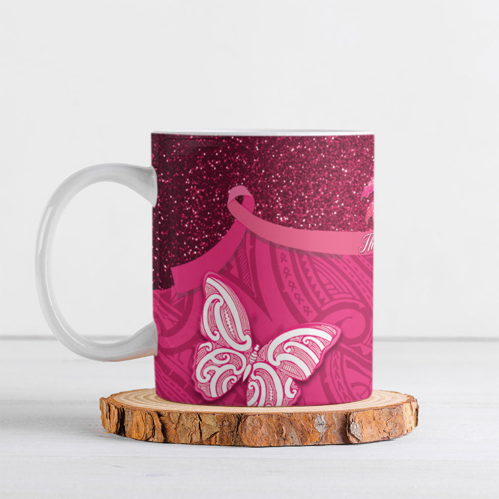 New Zealand Breast Cancer Awareness Ceramic Mug Pink Ribbon Butterfly Maori Pattern LT22 Pink - Polynesian Pride