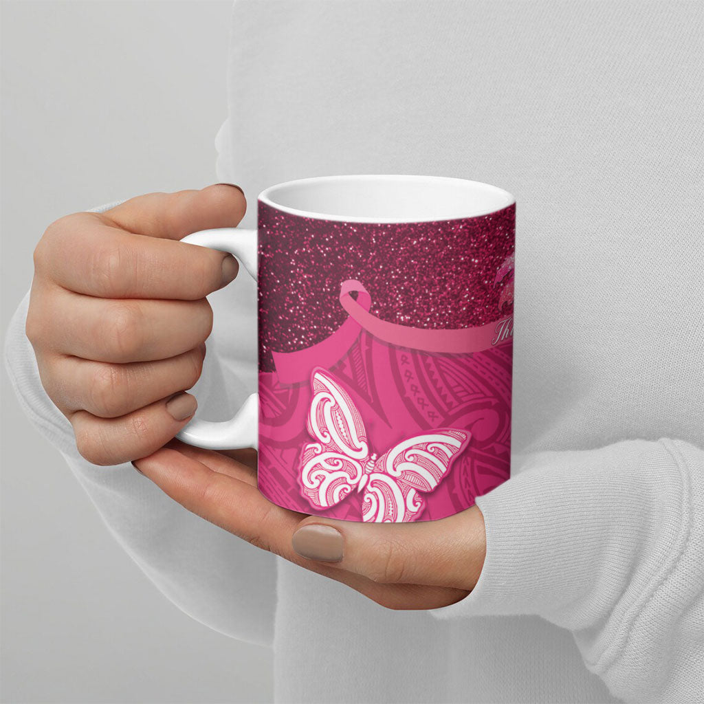 New Zealand Breast Cancer Awareness Ceramic Mug Pink Ribbon Butterfly Maori Pattern LT22 - Polynesian Pride