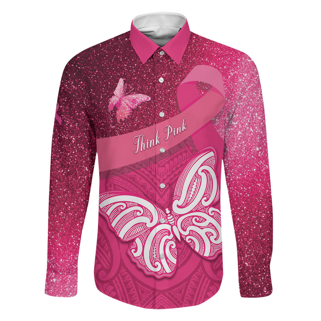 New Zealand Breast Cancer Awareness Family Matching Long Sleeve Bodycon Dress and Hawaiian Shirt Pink Ribbon Butterfly Maori Pattern