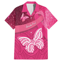 New Zealand Breast Cancer Awareness Family Matching Tank Maxi Dress and Hawaiian Shirt Pink Ribbon Butterfly Maori Pattern