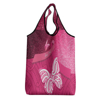 New Zealand Breast Cancer Awareness Grocery Bag Pink Ribbon Butterfly Maori Pattern LT22 - Polynesian Pride
