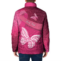 New Zealand Breast Cancer Awareness Padded Jacket Pink Ribbon Butterfly Maori Pattern LT22 - Polynesian Pride