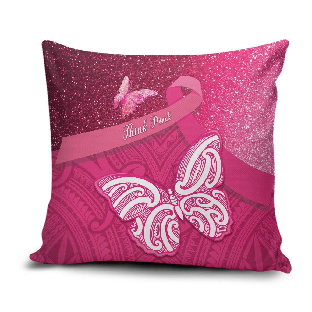 New Zealand Breast Cancer Awareness Pillow Cover Pink Ribbon Butterfly Maori Pattern LT22 Pink - Polynesian Pride