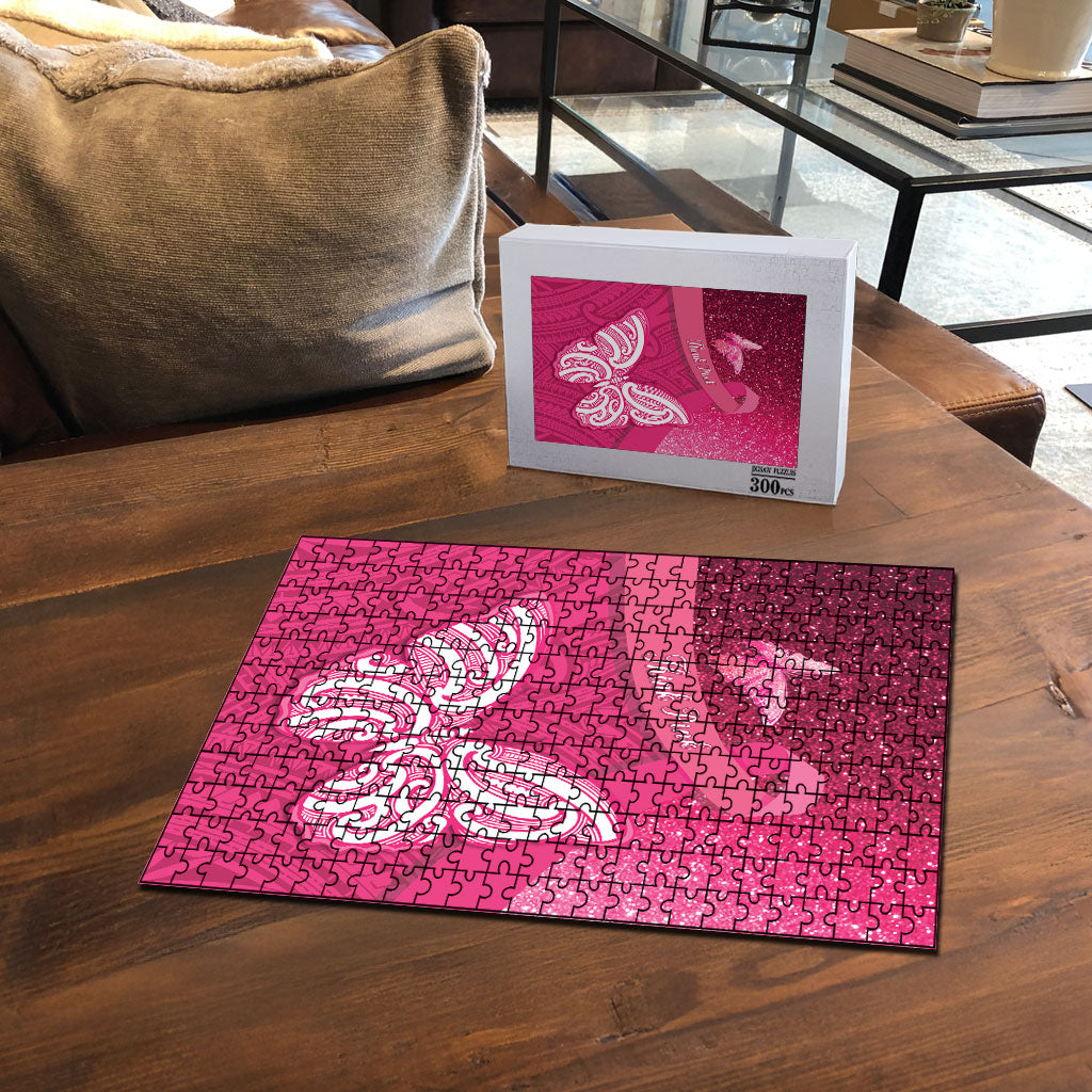 New Zealand Breast Cancer Awareness Puzzle Pink Ribbon Butterfly Maori Pattern LT22 - Polynesian Pride