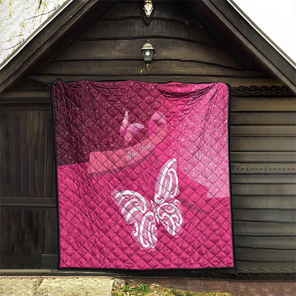 New Zealand Breast Cancer Awareness Quilt Pink Ribbon Butterfly Maori Pattern